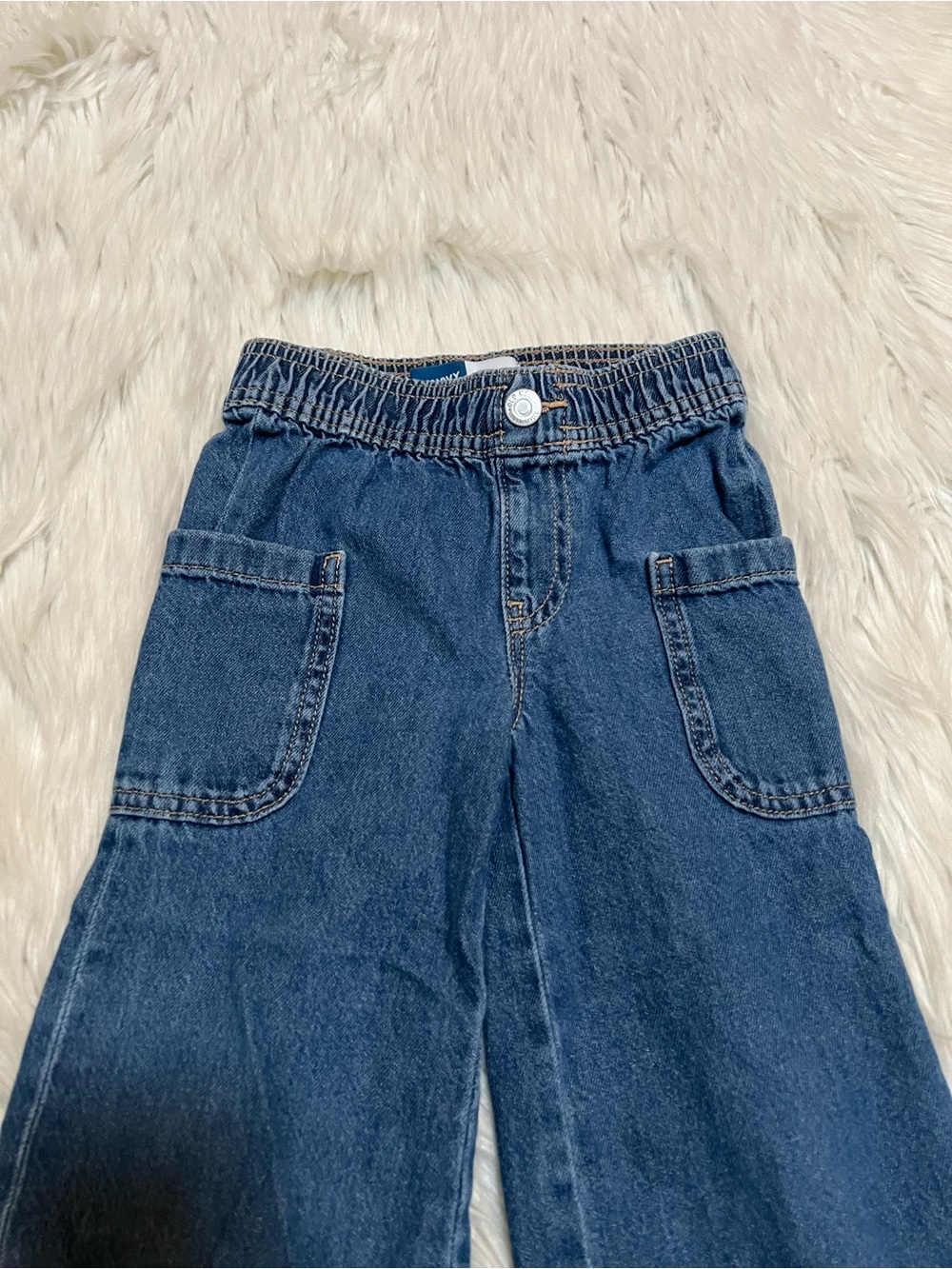 Old Navy Pull-On Baggy Wide-Leg Cargo Jeans Medium Wash 3T - Picture 3 of 10